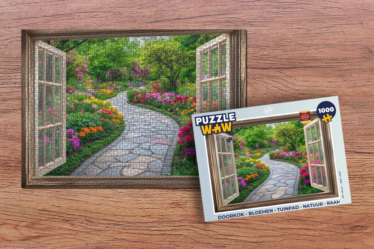 PuzzleWow Bloemen Tuinpad Legpuzzel 1000 Stuks