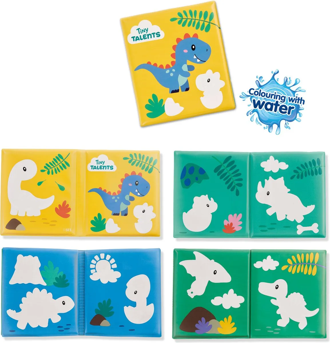 SES Creative Tiny Talents Waterkleurboek Dinosaurussen HC13215 - Multicolor