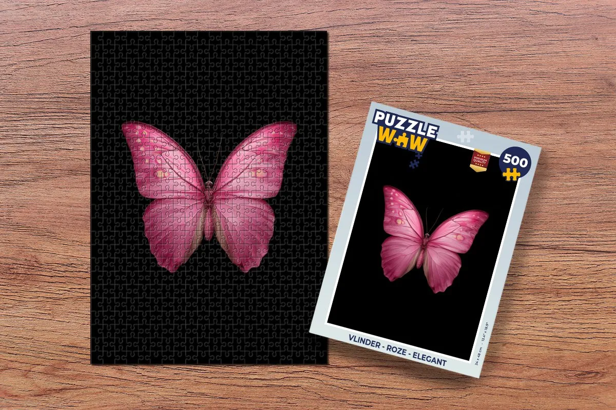PuzzleWow Vlinder Elegant Legpuzzel 500 Stuks - Roze