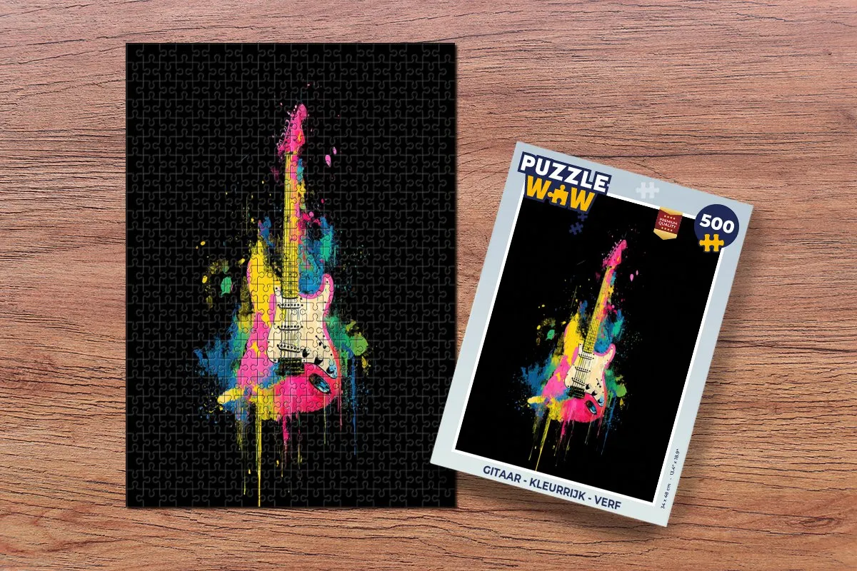 PuzzleWow Gitaar Kleurrijk Legpuzzel 500 Stuks - MPN 8721406857921