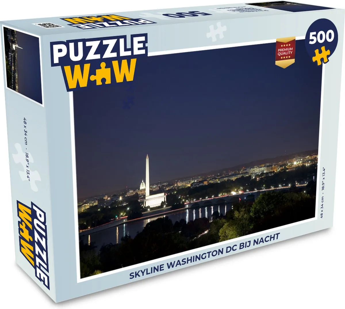 PuzzleWow Skyline Washington DC bij nacht Legpuzzel 500 Stuks