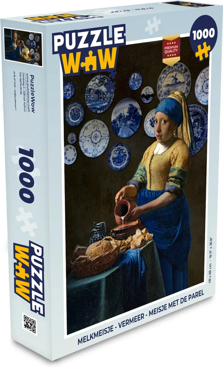 PuzzleWow Melkmeisje Vermeer Legpuzzel 1000 Stuks - Multicolor