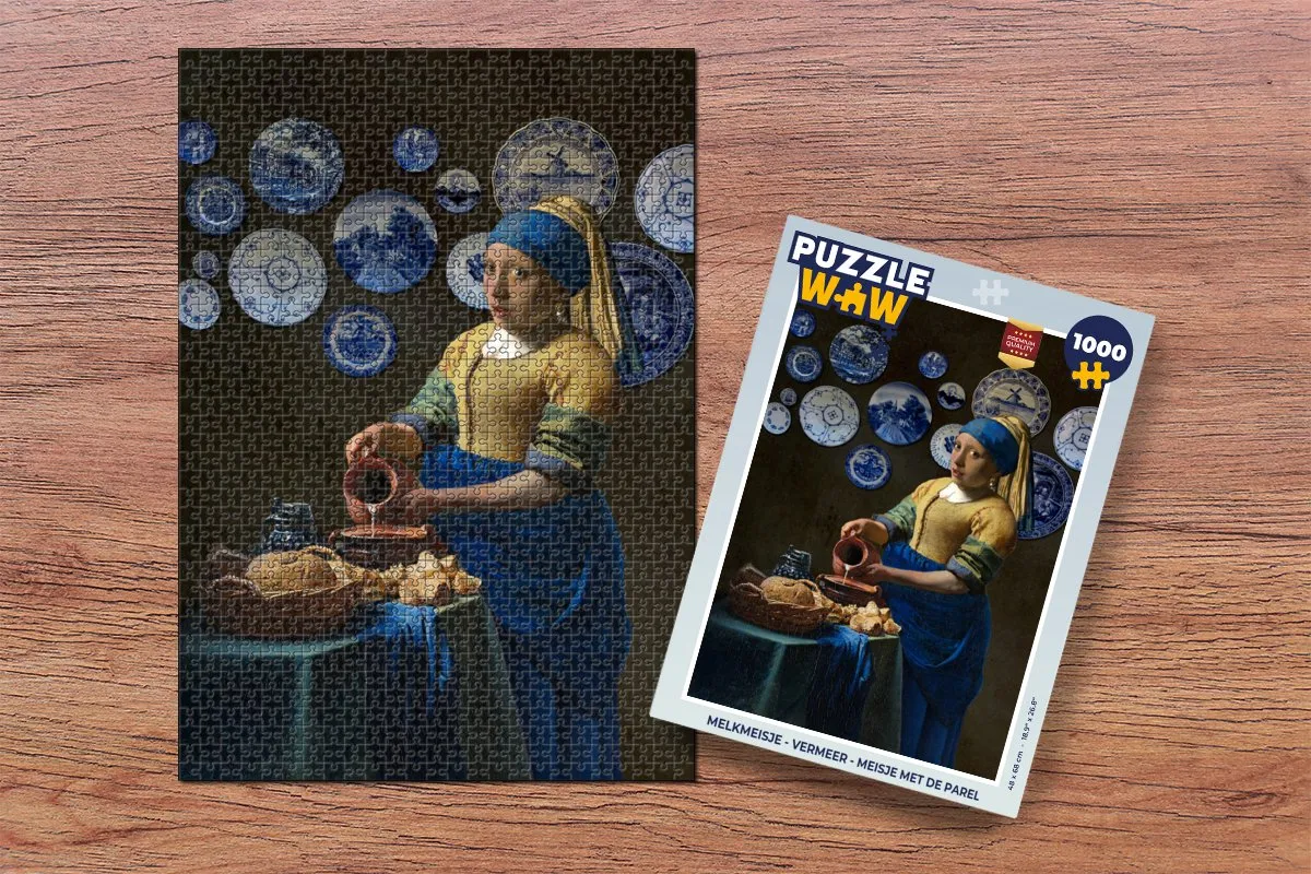 PuzzleWow Melkmeisje Vermeer Legpuzzel 1000 Stuks - Multicolor
