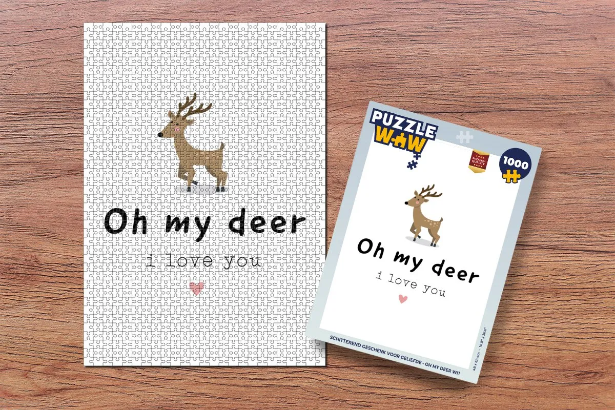 PuzzleWow Liefde Oh my deer I love you Legpuzzel 1000 Stuks - Multicolor