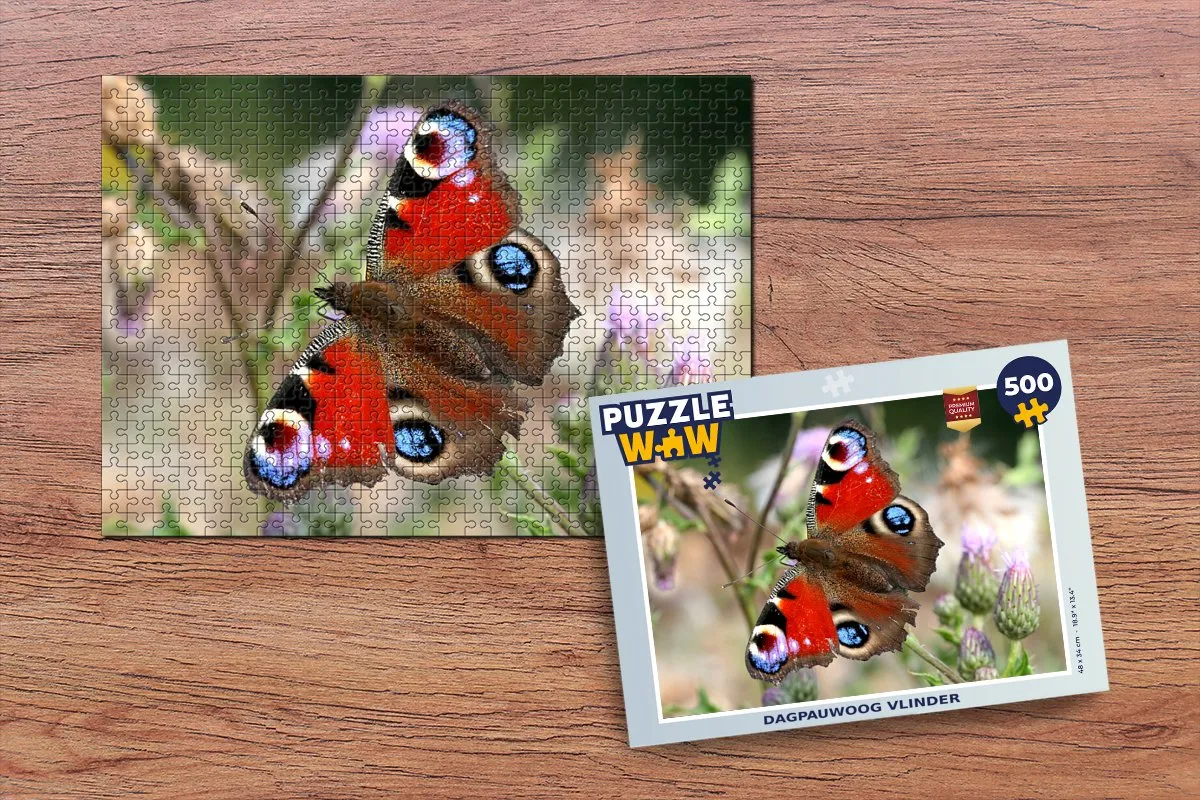 PuzzleWow Dagpauwoog Vlinder Legpuzzel 500 Stuks - Multicolor