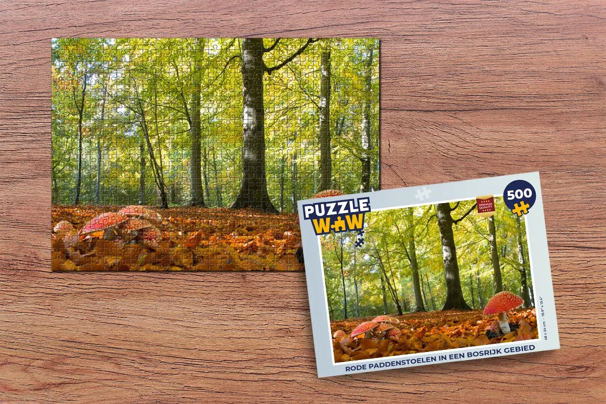 PuzzleWow Legpuzzel Rode Paddenstoelen 500 Stuks - Multicolor