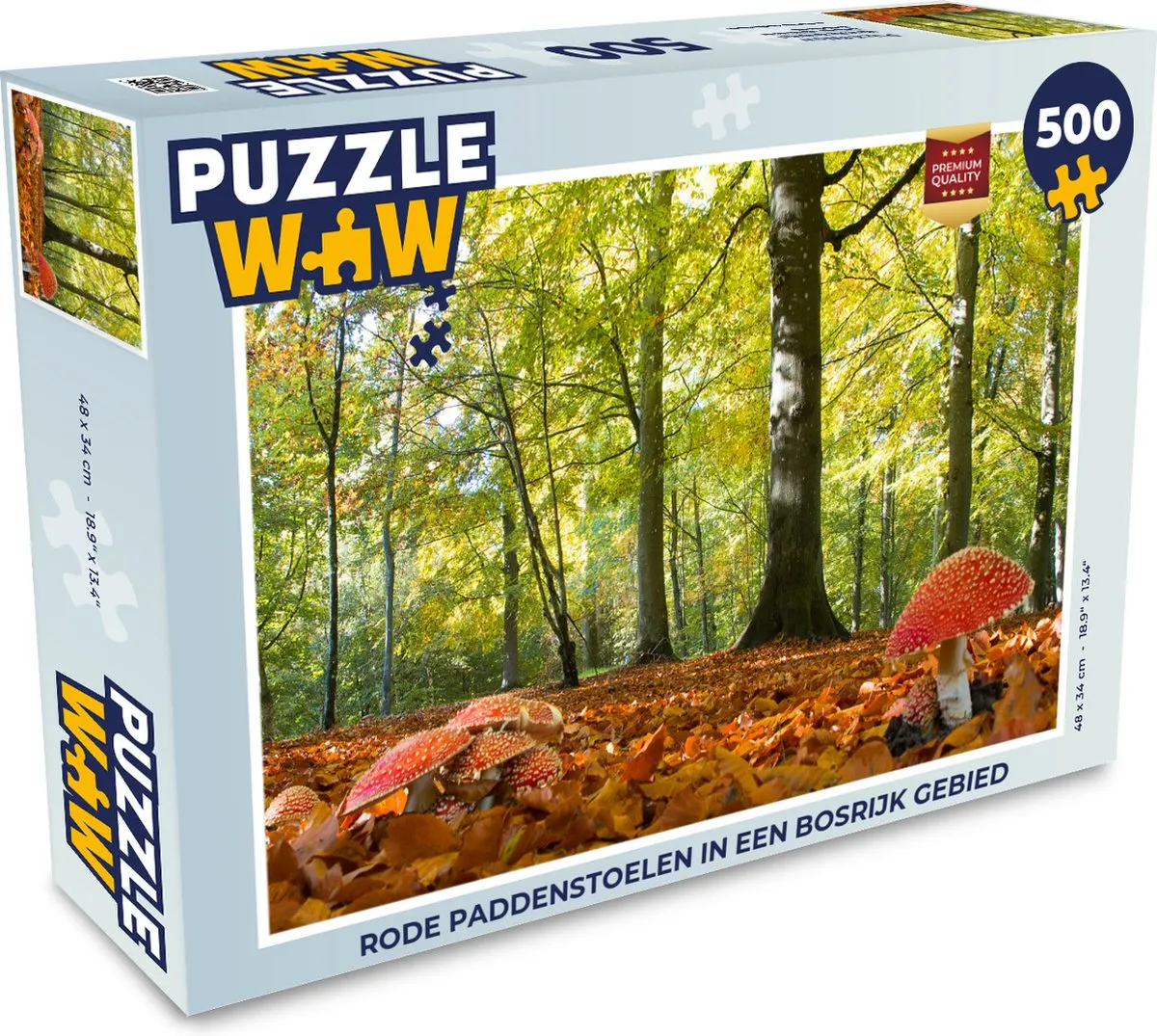 PuzzleWow Legpuzzel Rode Paddenstoelen 500 Stuks - Multicolor