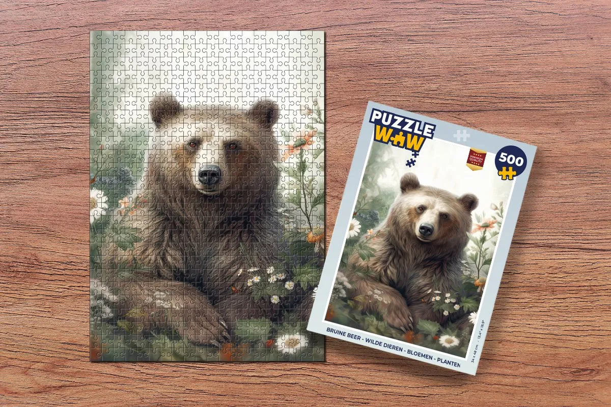 PuzzleWow Bruine Beer Legpuzzel 500 Stuks - Multicolor