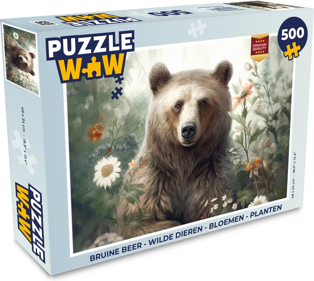 PuzzleWow Bruine Beer Legpuzzel 500 Stuks - Multicolor