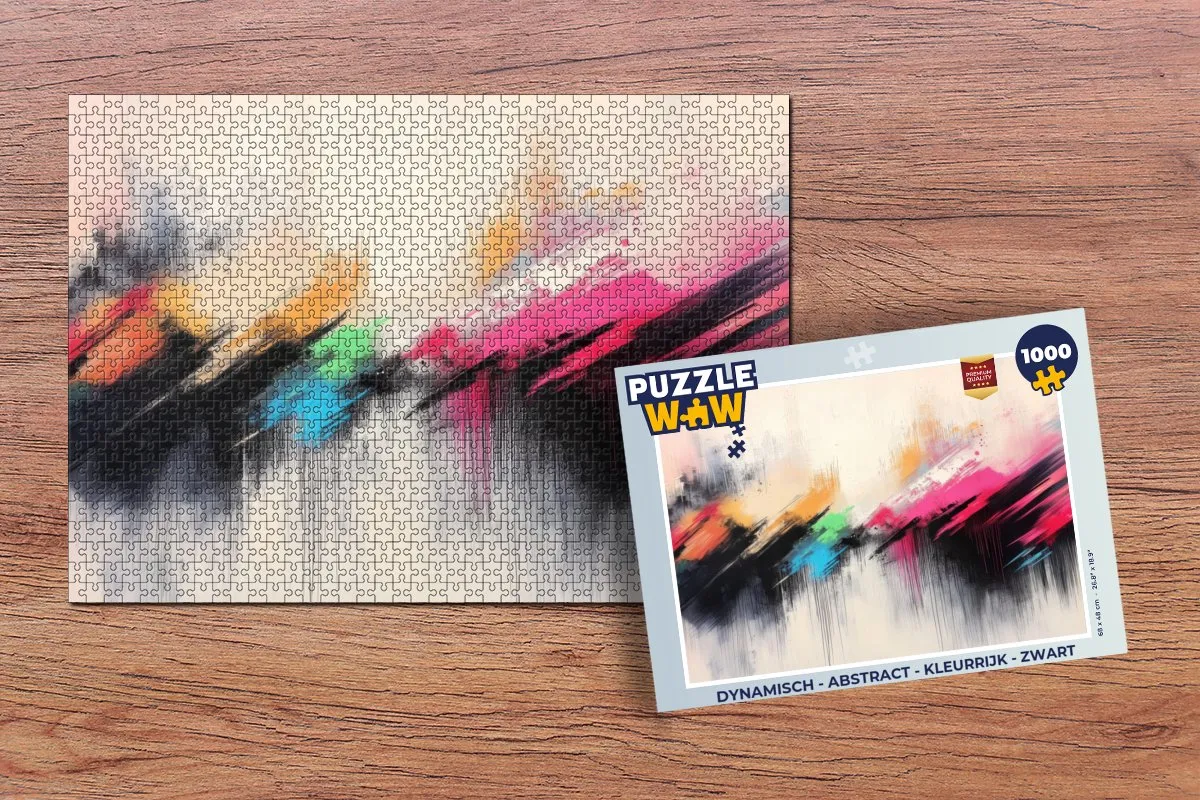 PuzzleWow Dynamisch Abstract Legpuzzel 1000 Stuks - Zwart
