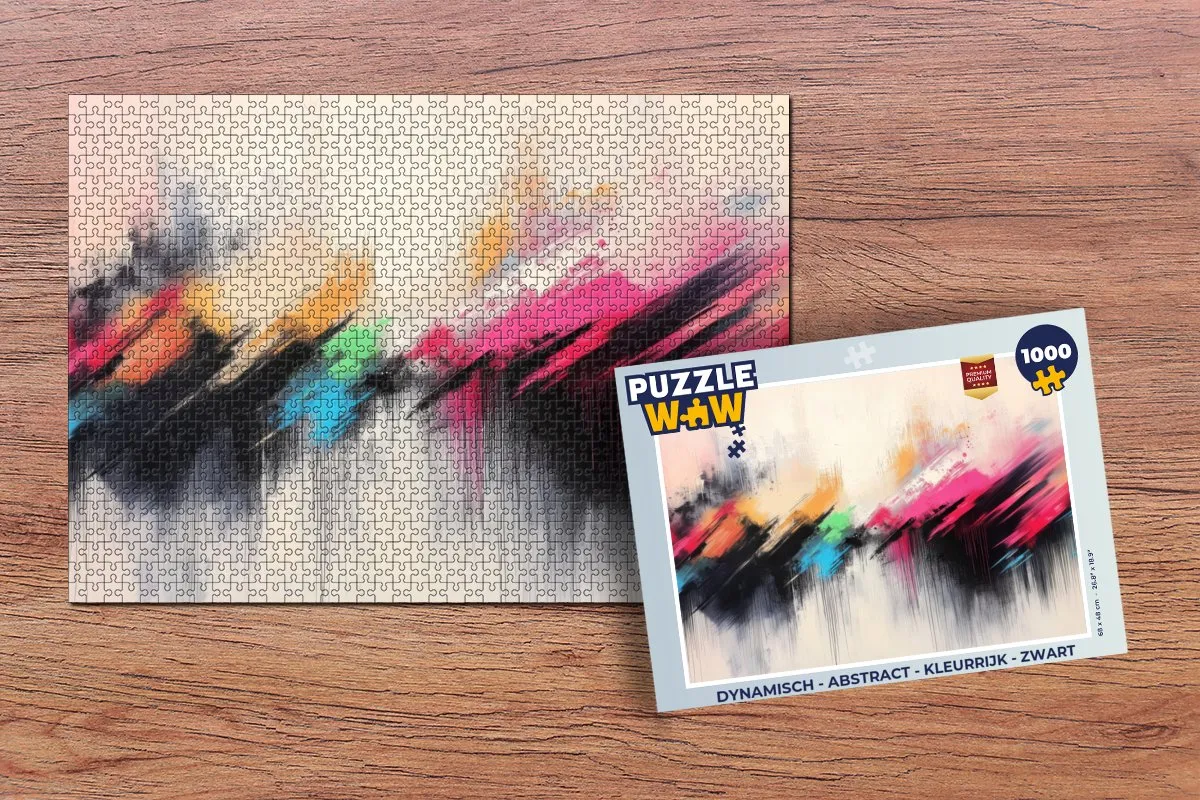 PuzzleWow Dynamisch Abstract Legpuzzel 1000 Stuks - Zwart