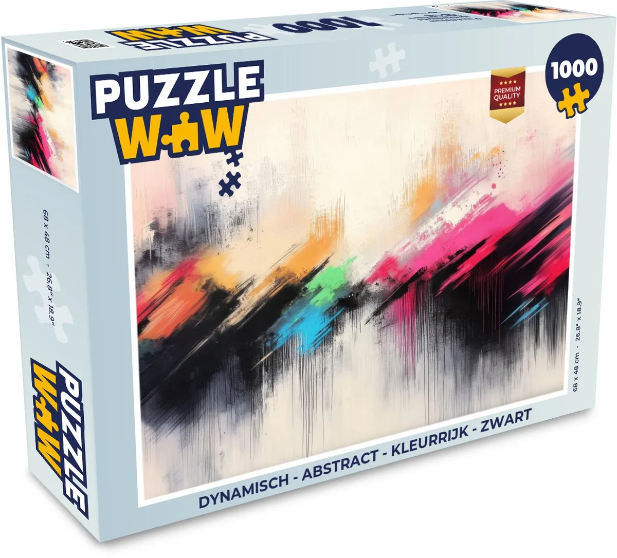 PuzzleWow Dynamisch Abstract Legpuzzel 1000 Stuks - Zwart