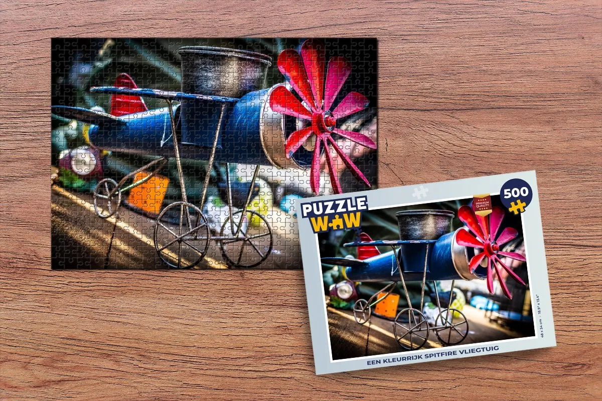 PuzzleWow Spitfire Vliegtuig Legpuzzel 500 Stuks - Multicolor