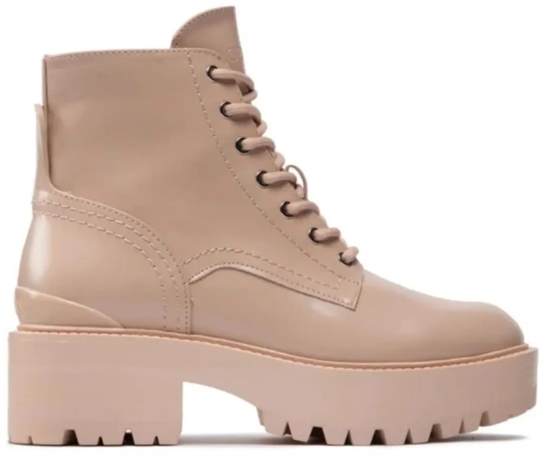 Guess Dames Enkellaarzen Worker Beige Veters op Platformmaat 41 EU