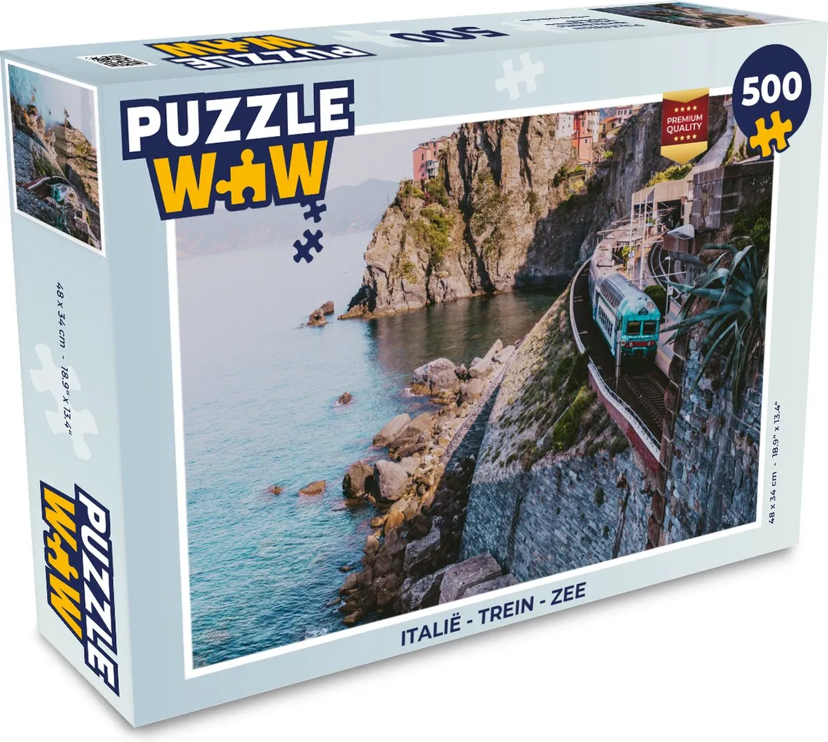 PuzzleWow Italië Trein Zee Legpuzzel 500 Stuks - Multicolor