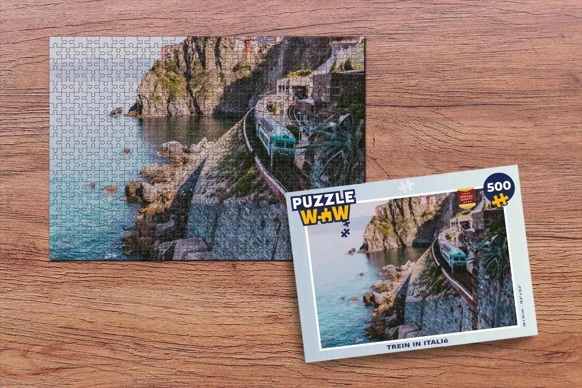 PuzzleWow Italië Trein Zee Legpuzzel 500 Stuks - Multicolor