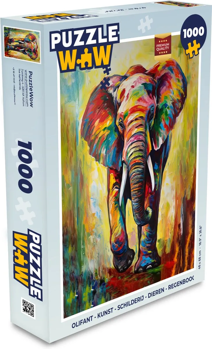 PuzzleWow Olifant Legpuzzel 1000 Stuks - Multicolor