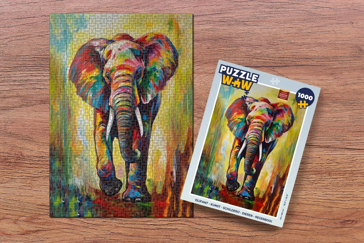 PuzzleWow Olifant Legpuzzel 1000 Stuks - Multicolor