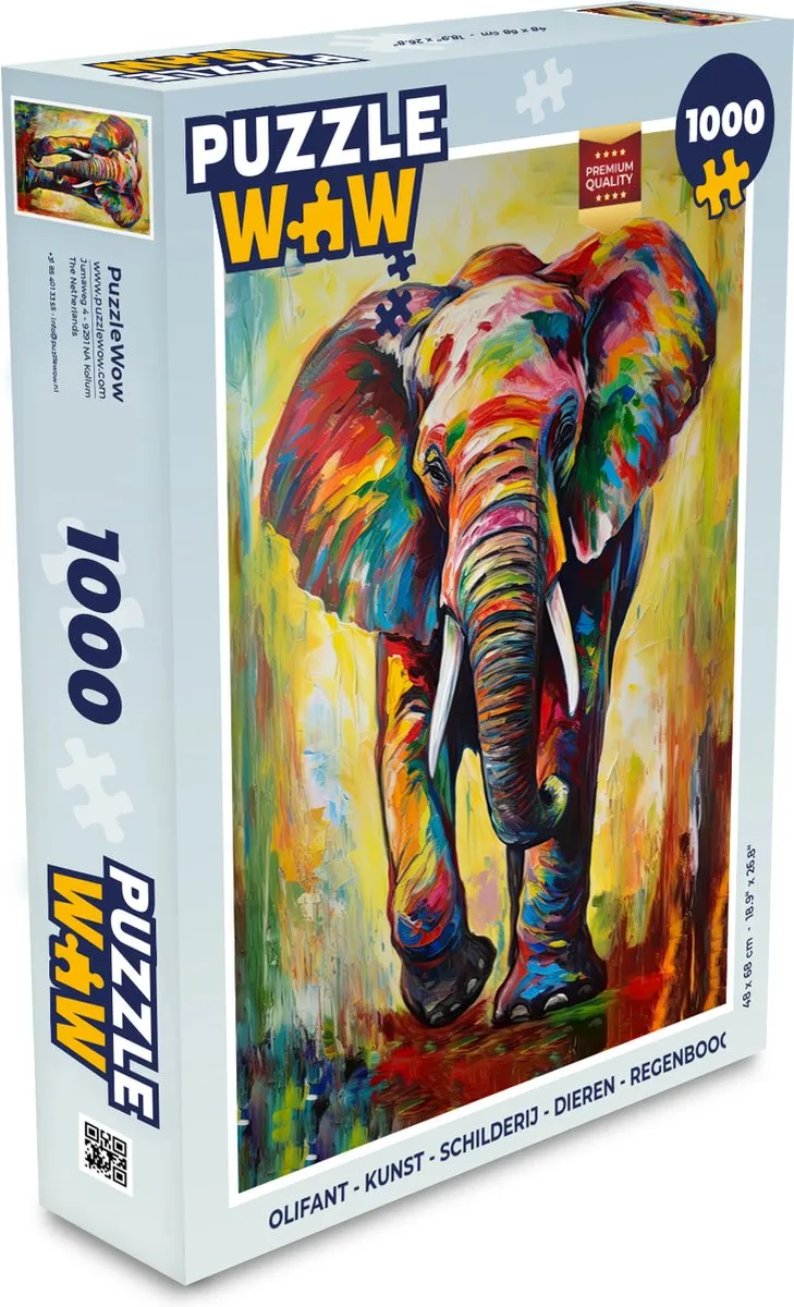 PuzzleWow Olifant Legpuzzel 1000 Stuks - Multicolor