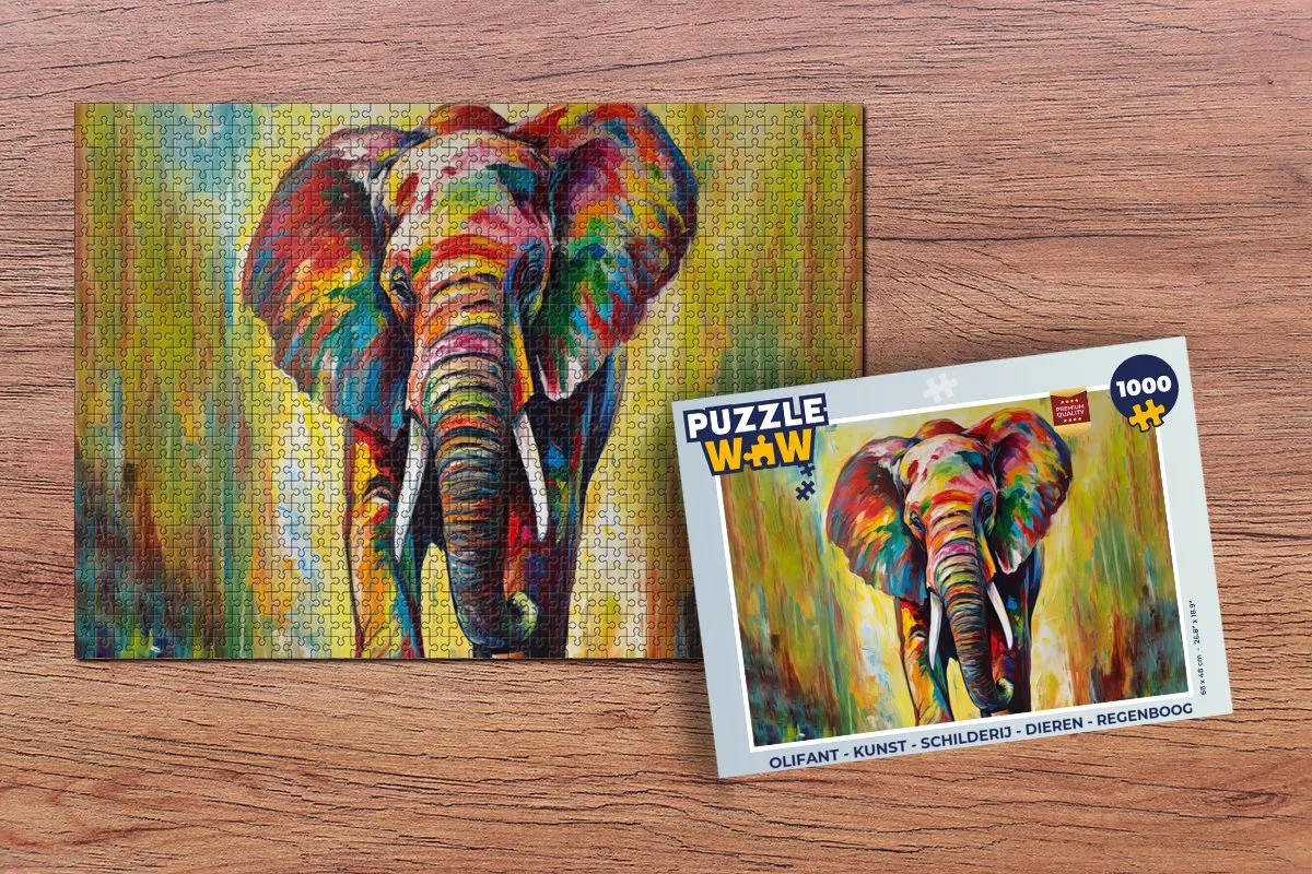 PuzzleWow Olifant Legpuzzel 1000 Stuks - Multicolor