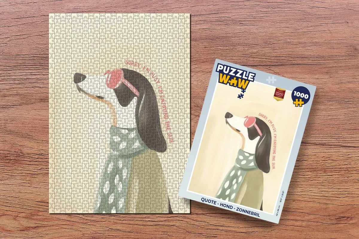 PuzzleWow Quote Hond Zonnebril Legpuzzel 1000 Stuks