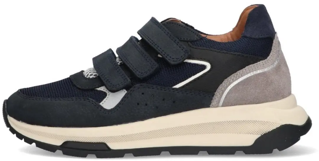 Braqeez 425972-420 Jongens Lage Sneakers - Blauw - Leer - Klittenband