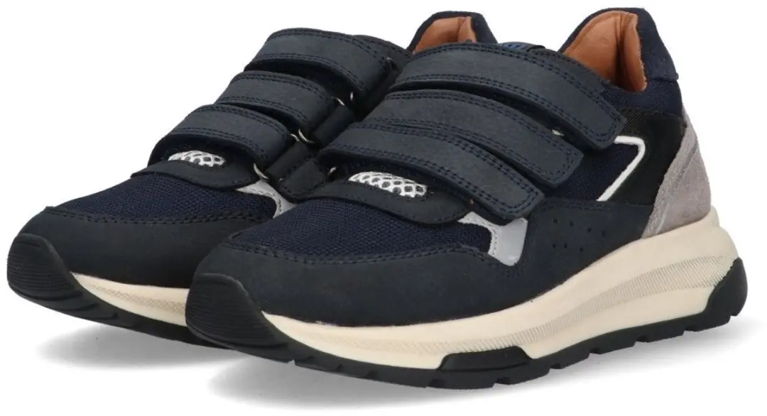 Braqeez 425972-420 Jongens Lage Sneakers - Blauw - Leer - Klittenband