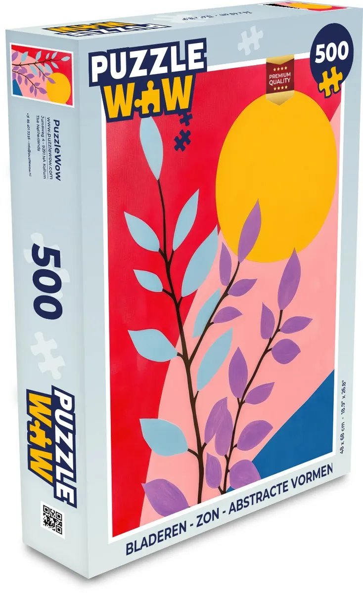 PuzzleWow 500 Stuks Puzzle Bladeren - Zon - Abstracte Vormen