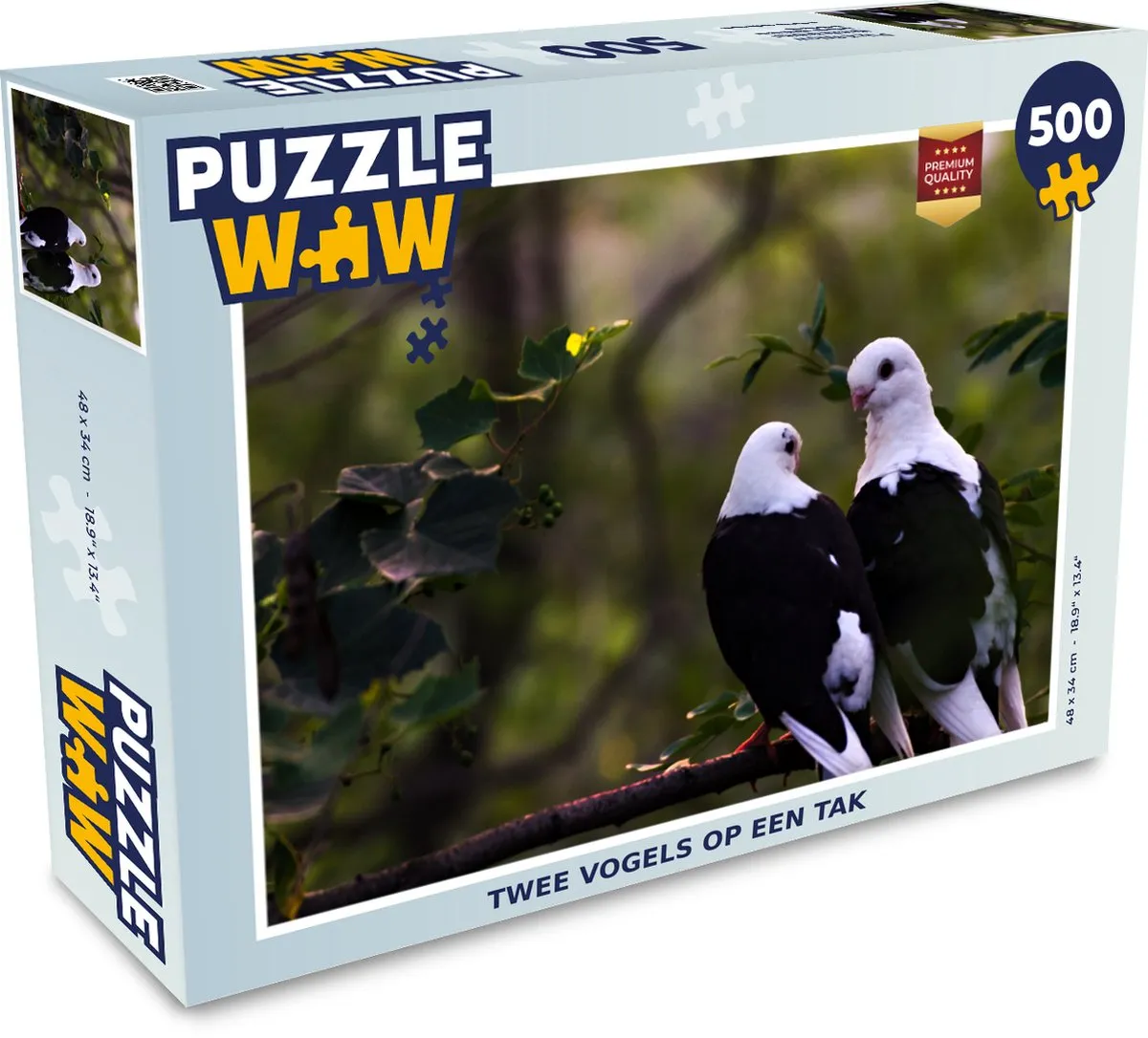 PuzzleWow Vogels Tak Bladeren Legpuzzel 500 Stuks - Multicolor