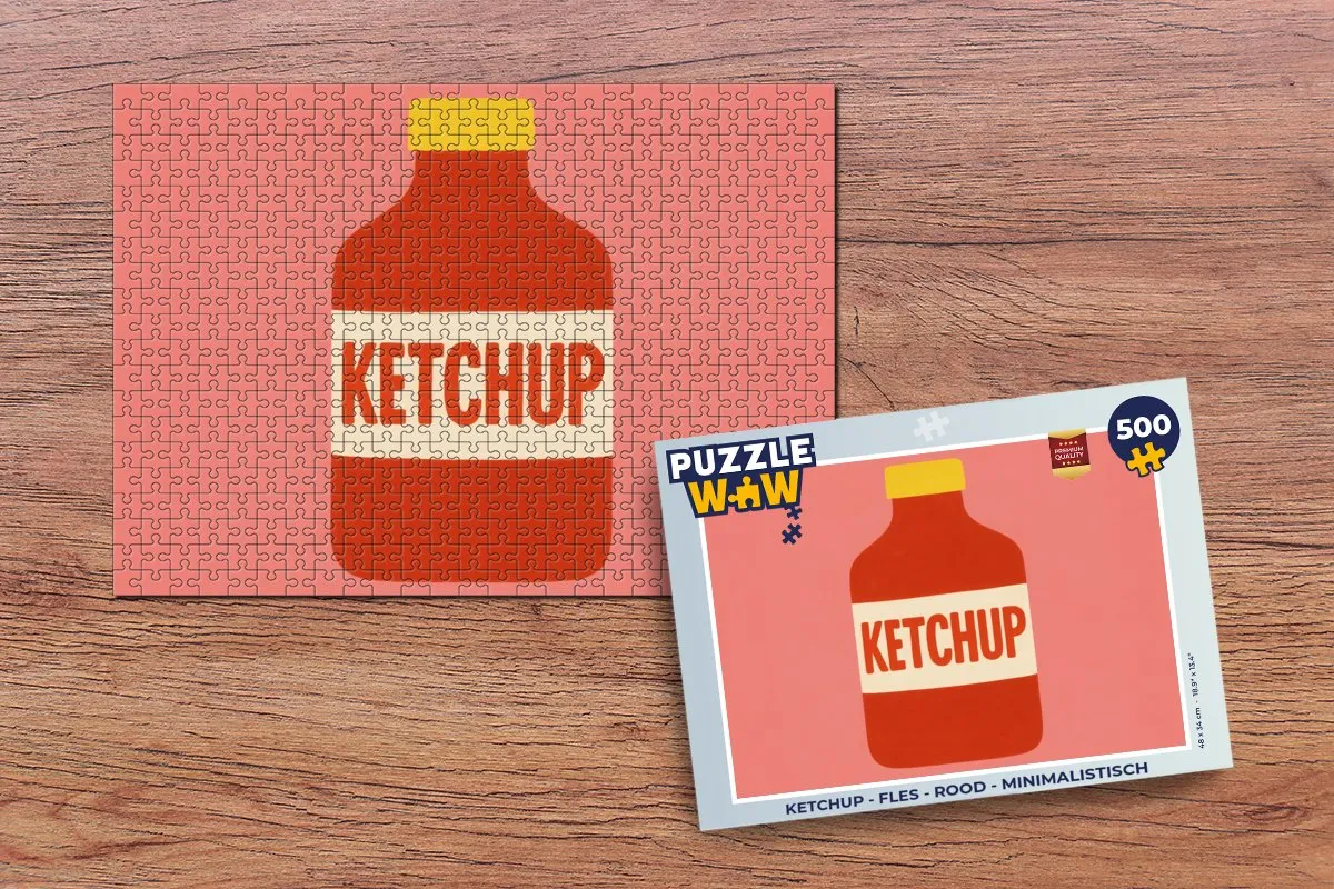 PuzzleWow Ketchup Fles Legpuzzel 500 Stuks - Rood