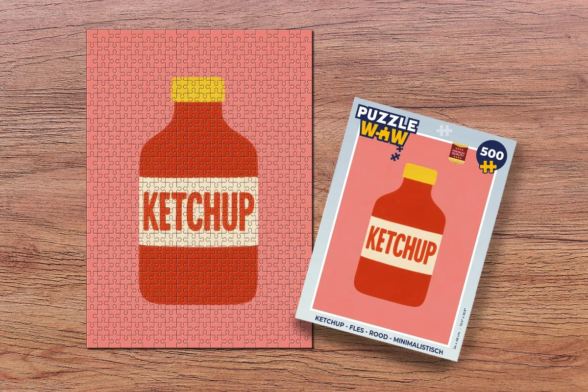 PuzzleWow Ketchup Fles Legpuzzel 500 Stuks - Rood