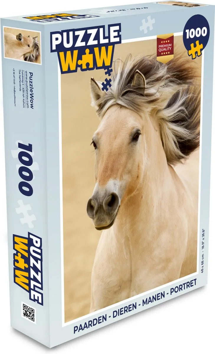 PuzzleWow Paarden Portret Legpuzzel 1000 Stuks - Multicolor