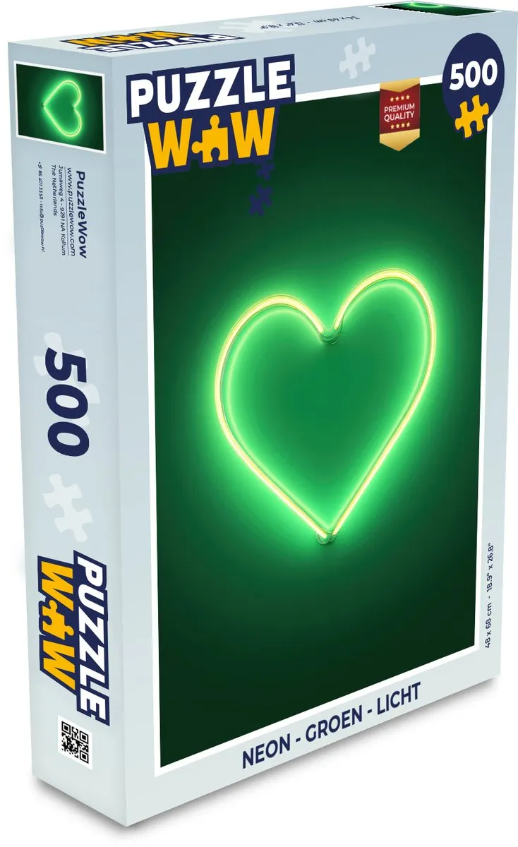 PuzzleWow Neon Hartje Puzzel 500 Stukjes - Groen