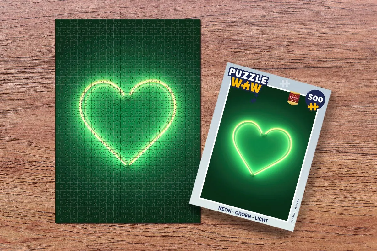 PuzzleWow Neon Hartje Puzzel 500 Stukjes - Groen