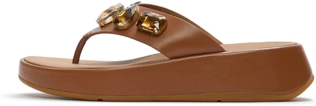 FitFlop FitFlop F-Mode Ultra-Jewel Leather Toe-Post Sandals BRUIN