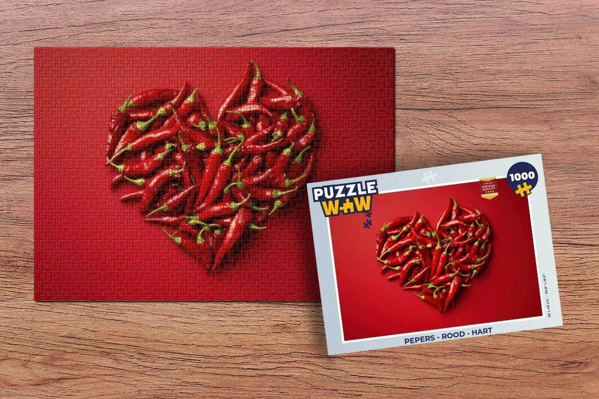 PuzzleWow Pepers Hart Legpuzzel 1000 Stuks - Rood