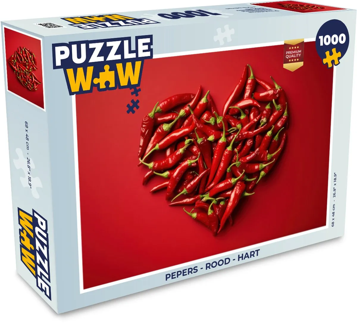 PuzzleWow Pepers Hart Legpuzzel 1000 Stuks - Rood