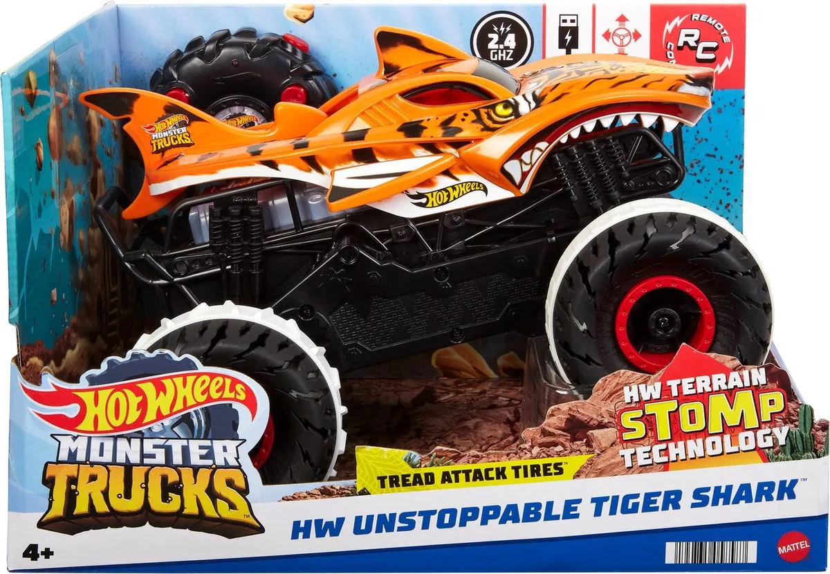 Hot Wheels Monster Trucks Unstoppable Tiger Shark HGV87 - Tijgerhaai