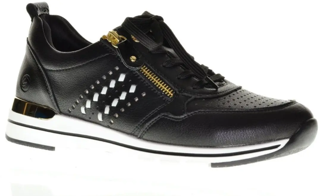 Remonte Zwarte Trendy Sneaker Veter Rits maat 41