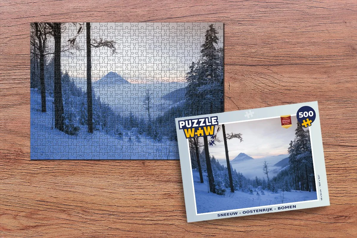PuzzleWow Sneeuw Oostenrijk Bomen Legpuzzel 500 Stuks - Multicolor