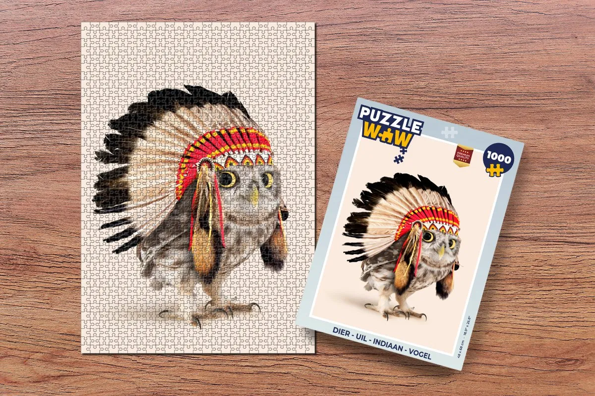 PuzzleWow Legpuzzel Dier - Uil - Indiaan - Vogel 1000 Stuks - Multicolor