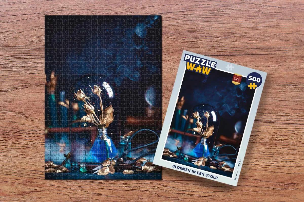 PuzzleWow Bloemen in een Stolp Legpuzzel 500 Stuks - Multicolor