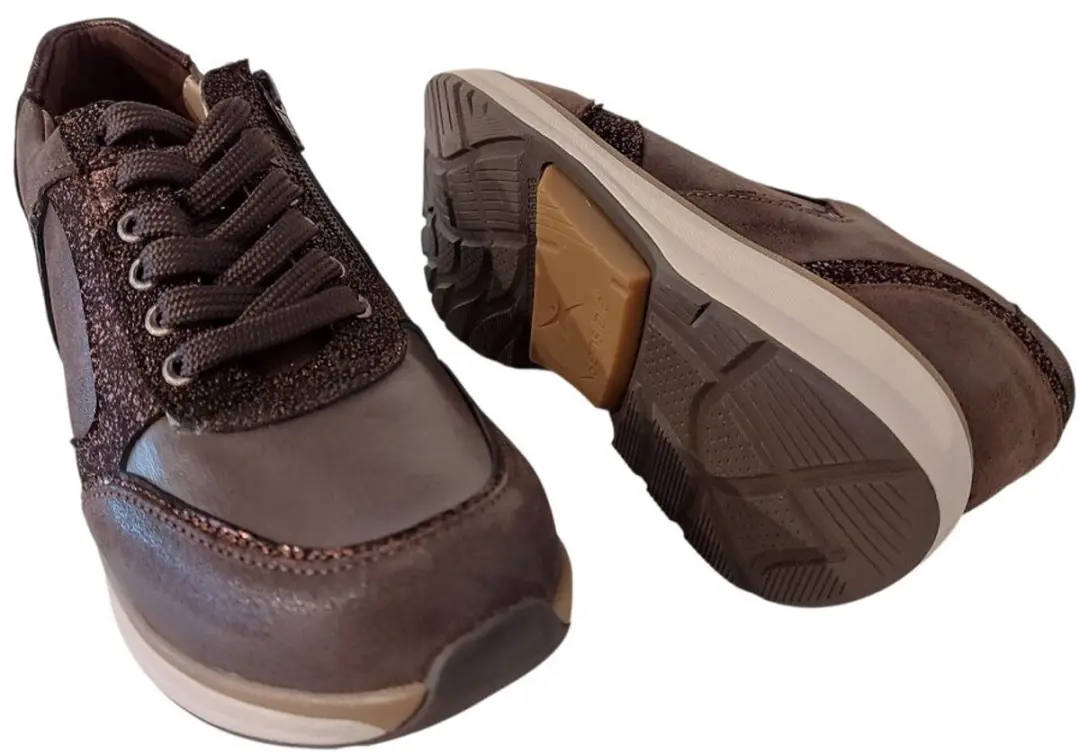 Xsensible Stretchwalker Sneaker Georgia 30151.3.307 - Donkerbruin Metallic