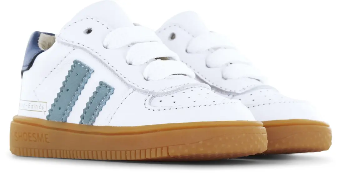 Shoesme Sneakers Kinderen Wit-Blauw - Leer - Maat 21