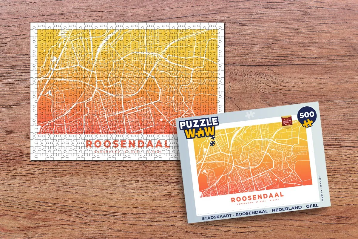 PuzzleWow Stadskaart Roosendaal 500 Stuks - Multicolor