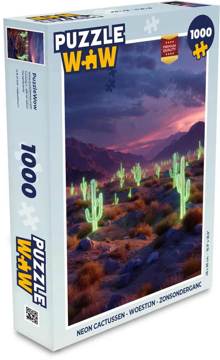 PuzzleWow Neon Cactussen Legpuzzel 1000 Stuks