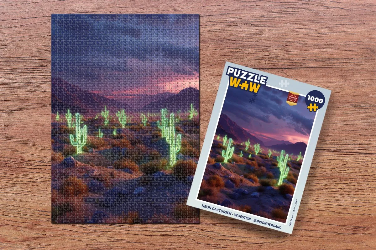 PuzzleWow Neon Cactussen Legpuzzel 1000 Stuks