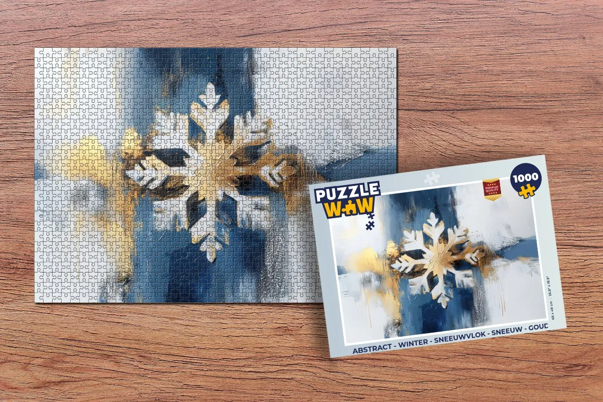 PuzzleWow Abstract Winter Sneeuwvlok Legpuzzel 1000 Stuks - Blauw