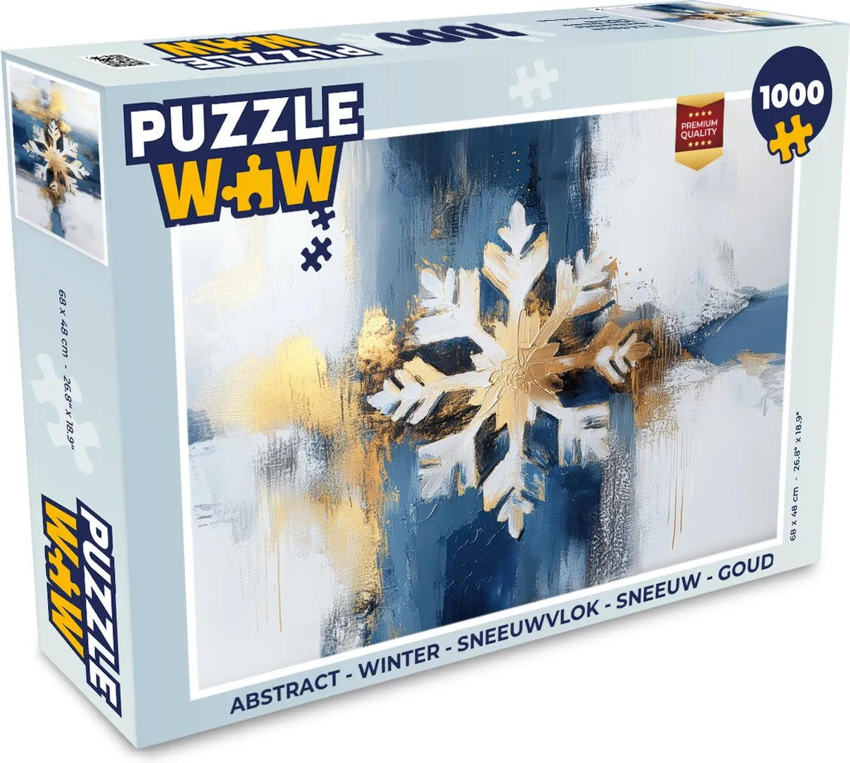 PuzzleWow Abstract Winter Sneeuwvlok Legpuzzel 1000 Stuks - Blauw