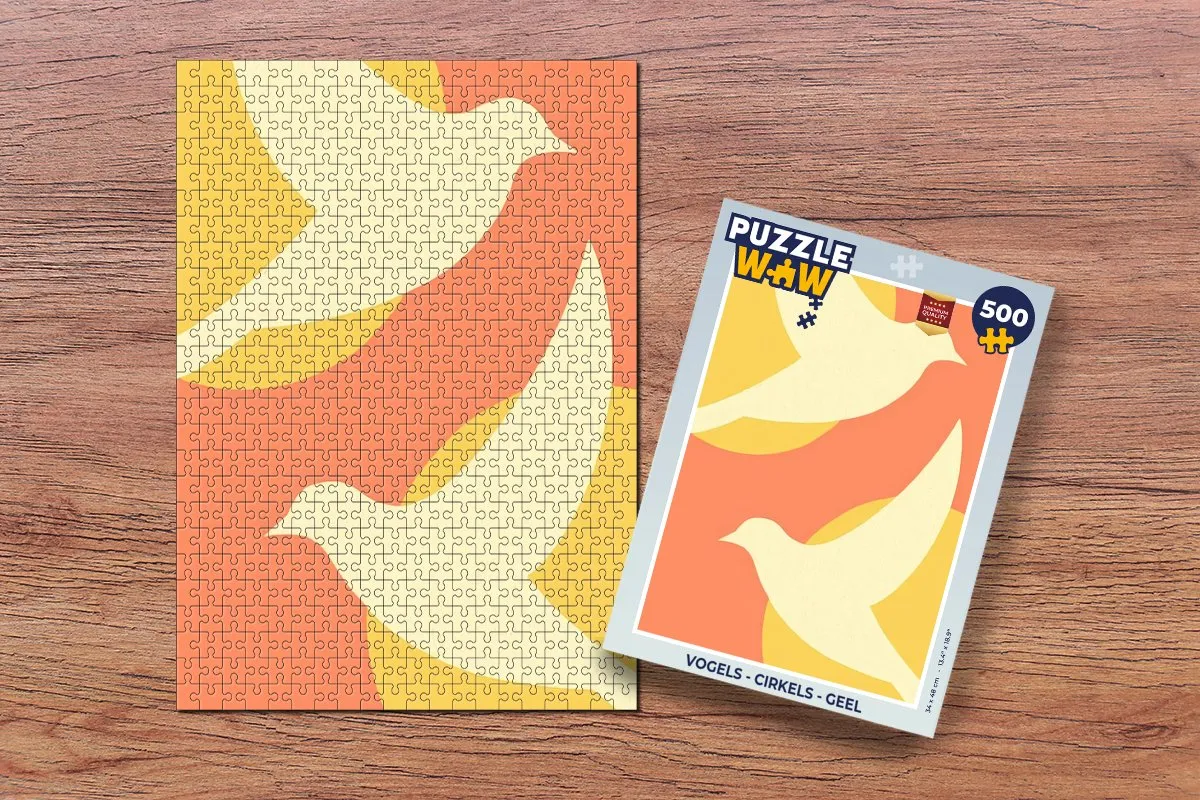 PuzzleWow Vogels Cirkels Legpuzzel 500 Stuks - Geel